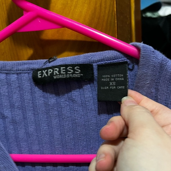 Blue/Purple Express Cardigan with purple acrylic buttons - Picture 2 of 2